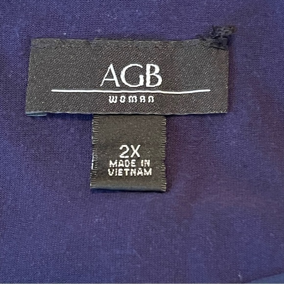 AGB Chiffon Popover Blouse Navy Blue Scoop Neck Tank Poncho Sheer Pullover 2X - Picture 10 of 16